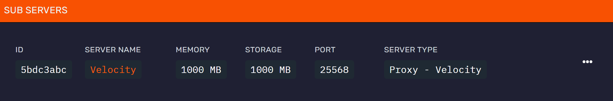 DuckPanel showing the newly created Velocity server split